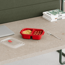 تحميل الصورة في عارض المعرض، 2-Piece "Heat'n Go" Divided Food Storage Container Set (600ml) | Microwave Safe Lunch Box with Steam Vent - Red