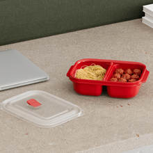 تحميل الصورة في عارض المعرض، 2-Piece "Heat'n Go" Divided Food Storage Container Set (600ml) | Microwave Safe Lunch Box with Steam Vent - Red