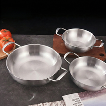 تحميل الصورة في عارض المعرض، 25cm Stainless Steel Serving Wok & Paella Plate | Heat-Safe Food Presentation Pot - Silver