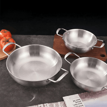 تحميل الصورة في عارض المعرض، 21cm Stainless Steel Serving Wok & Paella Plate | Heat-Safe Food Presentation Pot - Silver