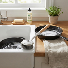 تحميل الصورة في عارض المعرض، Round Multipurpose Dust Cleaning Brush | Soft Bristle Hand Broom with Wooden Handle - White