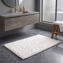 Load image into Gallery viewer, 1 Pc Absorbent Luxury Chunky Chenille Bathroom Rug (50x80cm - 950 grams) | Ultra-Soft Non-Slip Bath Mat - White