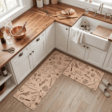 Load image into Gallery viewer, 4.0 mm Premium PVC Kitchen Mat with Non-Slip Backing, Set of 2 (50x80 cm & 50x150 cm) - Beige