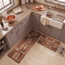 Load image into Gallery viewer, 4.0 mm Premium PVC Kitchen Mat with Non-Slip Backing, Set of 2 (50x80 cm & 50x150 cm) - Walnut Gray