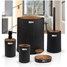 تحميل الصورة في عارض المعرض، Bathroom Accessories Set - 5 Pcs Decor Bathroom Set (Coliseum) - Wooden Frame - With Pedal Waste Bin