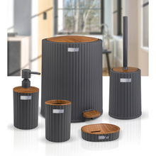 تحميل الصورة في عارض المعرض، Bathroom Accessories Set - 5 Pcs Decor Bathroom Set (Coliseum) - Wooden Frame - With Pedal Waste Bin
