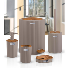 تحميل الصورة في عارض المعرض، Bathroom Accessories Set - 5 Pcs Decor Bathroom Set (Coliseum) - Wooden Frame - With Pedal Waste Bin