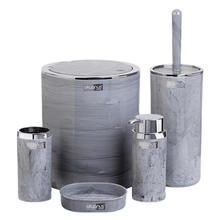 Load image into Gallery viewer, Bathroom Accessories Set - 5 Pcs Decor Bathroom Set (Round Marble) - Silver Frame