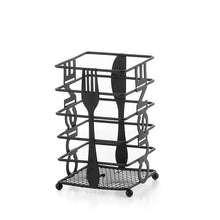 Load image into Gallery viewer, Cutlery Holder - Heavy Duty Stainless Steel Cutlery Rack With Black Tableware Stand
