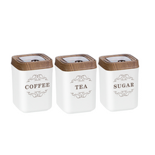 Load image into Gallery viewer, Food Storage Coffee Containers Set -Tea and Sugar Acrylic Canisters - Set of 3 x 900 ml