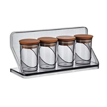 تحميل الصورة في عارض المعرض، Food Storage Container - Set of 5 (100 ml. x 4 Jars & Stand) Airtight Acrylic Storage Containers