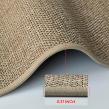 تحميل الصورة في عارض المعرض، Close-up of a textured beige carpet with a small inset showing a close-up measurement of 0.31 inch.