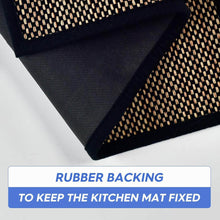 تحميل الصورة في عارض المعرض، Black kitchen mat with rubber backing on a white background