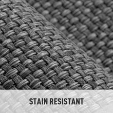 تحميل الصورة في عارض المعرض، Close-up of a woven fabric with 'Stain Resistant' text overlay