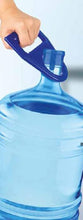 Load image into Gallery viewer, Hand using a blue handle to open a large blue water container.