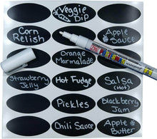 Load image into Gallery viewer, Waterproof Chalkboard Labels Oval Shape includes Liquid White Chalk Marker and 24 Label