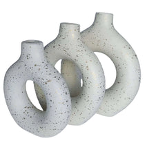 Load image into Gallery viewer, Ceramic Vase Set of 3, Hollow Round Matte Vase for Room Decor, Modern Farmhouse Home Accents, Living Room, Book Shelf, Mantel and Minimalism Dining Coffee Table