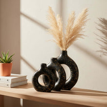 Load image into Gallery viewer, Ceramic Vase Set of 3, Hollow Round Matte Vase for Room Decor, Modern Farmhouse Home Accents, Living Room, Book Shelf, Mantel and Minimalism Dining Coffee Table