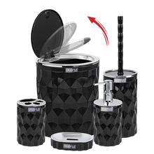 Load image into Gallery viewer, Bathroom Accessories Set - 5 Pcs Decor Bathroom Set (Diamond) - Silver Frame