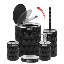 Load image into Gallery viewer, Bathroom Accessories Set - 5 Pcs Decor Bathroom Set (Diamond) - Silver Frame