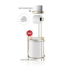 Load image into Gallery viewer, Bathroom Accessory Set (Waste Bin & Holder) - 2 Pcs Decor Bathroom Set (Round) - Gold Frame