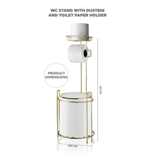 Load image into Gallery viewer, Bathroom Accessory Set (Waste Bin & Holder) - 2 Pcs Decor Bathroom Set (Round) - Gold Frame