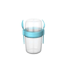 Load image into Gallery viewer, Cups/Mugs/Jars/Jugs - Take'N Go Muesli Cup with Spoon & Fork - 650 ml in blue with matching utensils