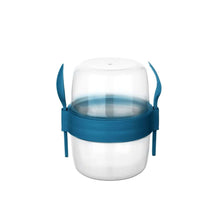 تحميل الصورة في عارض المعرض، Cups/Mugs/Jars/Jugs - Take'N Go Muesli Cup with Spoon & Fork - 800 ml in playful blue design.