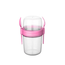 Load image into Gallery viewer, Cups/Mugs/Jars/Jugs - Take'N Go Muesli Cup with Spoon & Fork - 1100 ml in pink with matching spoon and fork.