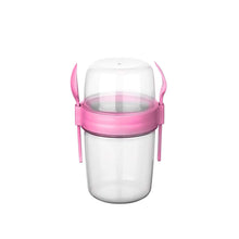 تحميل الصورة في عارض المعرض، Cups/Mugs/Jars/Jugs - Take'N Go Muesli Cup with Spoon & Fork - 1100 ml in pink with matching spoon and fork.
