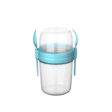 تحميل الصورة في عارض المعرض، Cups/Mugs/Jars/Jugs - Take'N Go Muesli Cup with Spoon & Fork - 1100 ml in blue with spoon and fork attached.