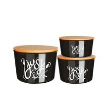 Load image into Gallery viewer, Food Storage Container Set With Wooden Lid - Airtight 3 Pcs (360, 800 & 1400 ml.) Sealed High Round Storage