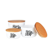 Load image into Gallery viewer, Food Storage Container Set With Wooden Lid - Airtight 3 Pcs (360, 800 & 1400 ml.) Sealed High Round Storage