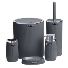 تحميل الصورة في عارض المعرض، طقم اكسسوارات حمام - طقم حمام ديكور 5 قطع (مخطط) - إطار فضي