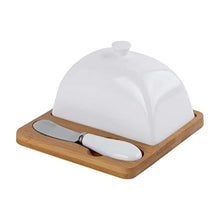 تحميل الصورة في عارض المعرض، Butter Dish - Glass & Wooden Butter Dish with Lid and Spreader