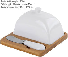 تحميل الصورة في عارض المعرض، Butter Dish - Glass & Wooden Butter Dish with Lid and Spreader