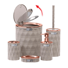Load image into Gallery viewer, Bathroom Accessories Set - 5 Pcs Decor Bathroom Set (Diamond) - Copper Frame