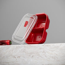 تحميل الصورة في عارض المعرض، 2-Piece "Heat'n Go" Divided Food Storage Container Set (600ml) | Microwave Safe Lunch Box with Steam Vent - Red
