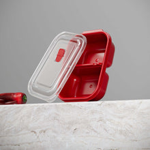 تحميل الصورة في عارض المعرض، 2-Piece "Heat'n Go" Divided Food Storage Container Set (600ml) | Microwave Safe Lunch Box with Steam Vent - Red