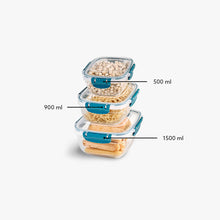 Load image into Gallery viewer, Food Storage Containers - Plastic Sealed Square Set of 3 (500 - 900 - 1500 ml )