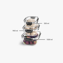 Load image into Gallery viewer, Food Storage Containers - Plastic Sealed Square Set of 3 (500 - 900 - 1500 ml )