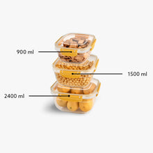 تحميل الصورة في عارض المعرض، أوعية تخزين الطعام - طقم من 3 حاويات طعام مستطيلة محكمة الغلق (1400، 2300، 4000 مل).