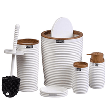 تحميل الصورة في عارض المعرض، طقم اكسسوار حمام 5 قطع ديكور حمام (Elegance) - اوشن هوم كوليكشن - اطار خشبى