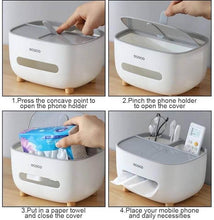 تحميل الصورة في عارض المعرض، Tissue Box - Tissue Box Holder/Cover with 4 storage compartments