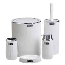 تحميل الصورة في عارض المعرض، طقم اكسسوارات حمام - طقم حمام ديكور 5 قطع (مخطط) - إطار فضي