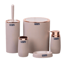 Load image into Gallery viewer, Bathroom Accessories Set - 5 Pcs Decor Bathroom Set (Striped) - Copper Frame