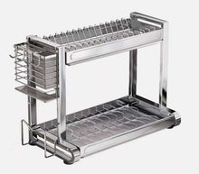 Load image into Gallery viewer, 2-Tier Large Stainless Steel Dish Drying Rack for Kitchen Counter | Large Dish Drainer with Utensil Holder