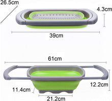 تحميل الصورة في عارض المعرض، Colanders - Sink Strainer & Sifter - Silicone Telescopic Folding Drain Basket, Vegetable &Fruit Colander Strainer With Extendable Handles