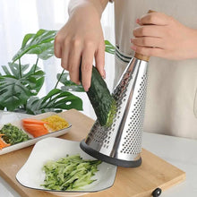 Load image into Gallery viewer, Graters - Stainless Steel Pyramid Grater - Grater With Long Wooden Handle
