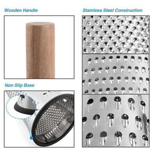 تحميل الصورة في عارض المعرض، Graters - Stainless Steel Pyramid Grater - Grater With Long Wooden Handle